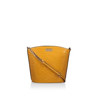 Freda Croc Bucket Bag Mustard Yellow Croc Print Bucket Bag from Carvela