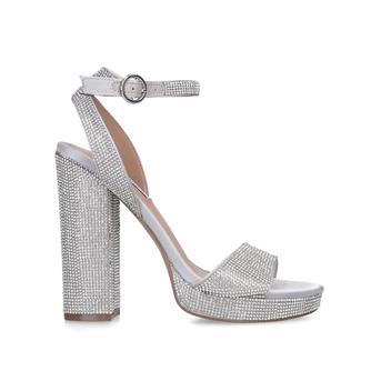 Gesture-r Silver Embellished Platform Block Heel Sandals from Steve Madden