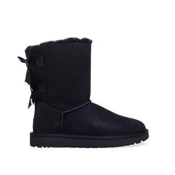 Bailey Bow Black Flat Calf Boots from UGG