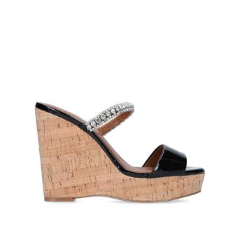 Alexia Black Embellished Cork Wedge Heel Sandals from Kurt Geiger London
