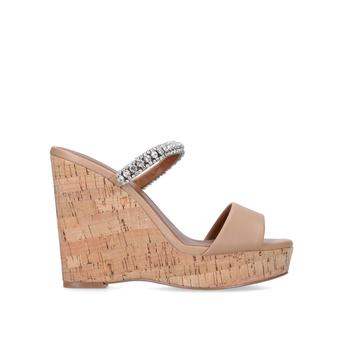 Alexia Camel Embellished Cork Wedge Heel Sandals from Kurt Geiger London