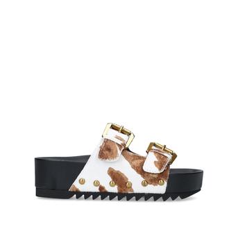 Deven Cow Print Studded Flatform Sliders from Kurt Geiger London