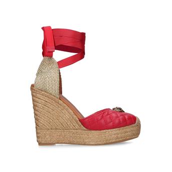 Karmen Red Leather Eagle Espadrille Wedge Sandal from Kurt Geiger London