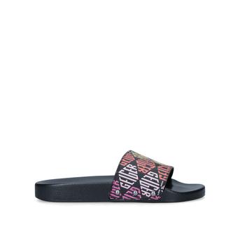 Meena Black Rainbow Monogram Sliders from Kurt Geiger London