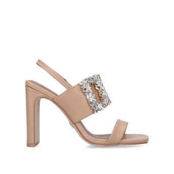 Pascal Nude Square Toe Embellished Heeled Sandals from Kurt Geiger London