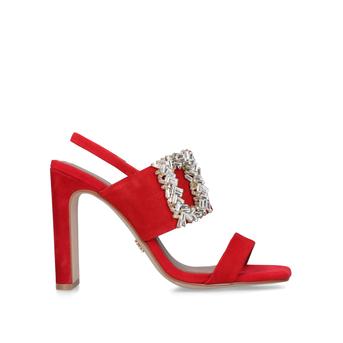 Pascal Red Square Toe Embellished Heeled Sandals from Kurt Geiger London