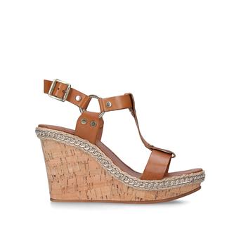Karolina Tan High Heel Wedge Sandals from Carvela