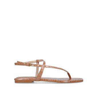 Kase Camel Croc Print Flat Sandals from Carvela
