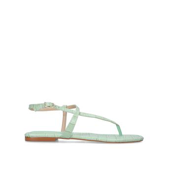 Kase Pale Green Croc Print Flat Sandals from Carvela