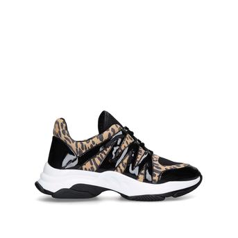 Copper Patent Mix Sneaker Black Leopard Print Chunky Trainers from Steve Madden