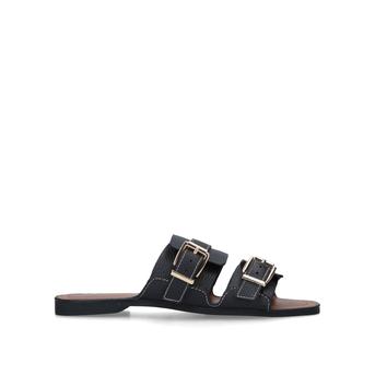Oslo Black Buckle Detail Sliders from Kurt Geiger London