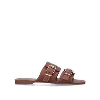 Oslo Tan Buckle Detail Sliders from Kurt Geiger London