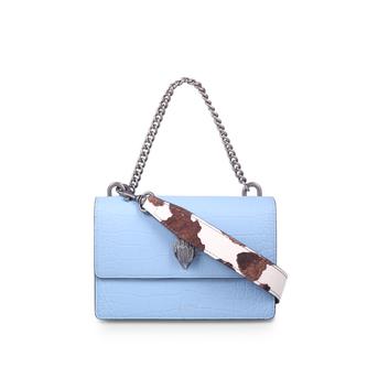 Mini Shoreditch Cross Body Blue Croc Print Cross Body Bag from Kurt Geiger London