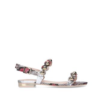 Palma Pink Snake Print Embellished Flat Sandals from Miss KG