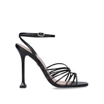 Glowing Black Strappy Fluted Heel Sandals from Carvela