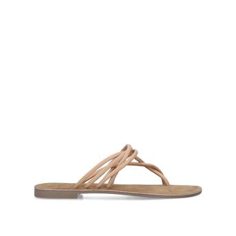 Maria Camel Leather Strappy Flat Sandal from Kurt Geiger London