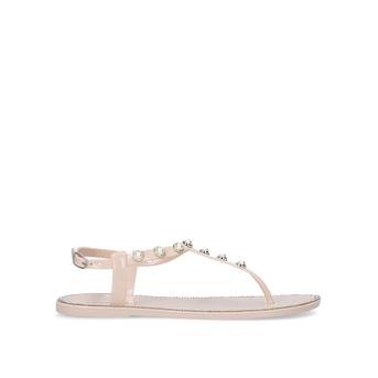 Delilah Nude Embellished Flat Sandals from Miss KG