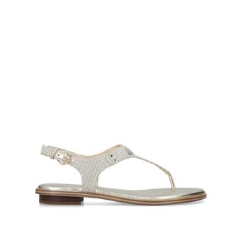 Mk Plate Thong White Metallic Embellished Sandals from Michael Michael Kors