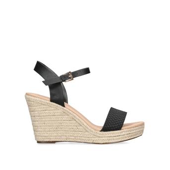 Paulina Black Mid Heel Wedge Sandals from Miss KG