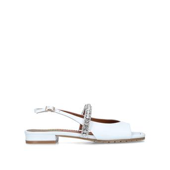 Princely Sandal White Leather Crystal Strap Flat Slingbacks from Kurt Geiger London