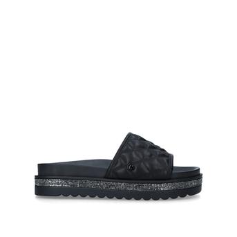 Jeo Mule Black Quilted Silver Jewel Mule Sliders from Carvela
