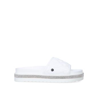 Jeo Mule White Quilted Silver Jewel Mule Sliders from Carvela