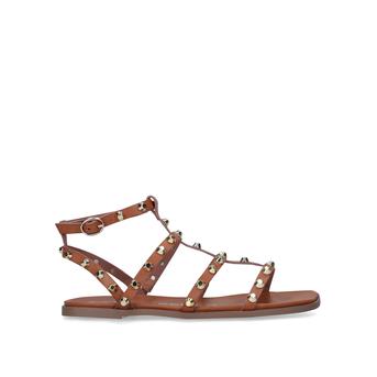 Rubble2 Tan Studded Flat Sandals from KG Kurt Geiger