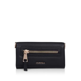 Jordan Oversized Zip Wallet Black Textured Zip Wallet from Carvela