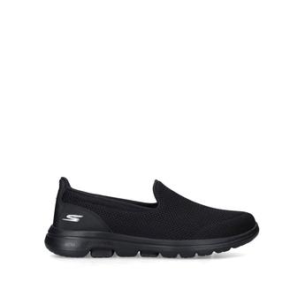 ladies black leather skechers trainers