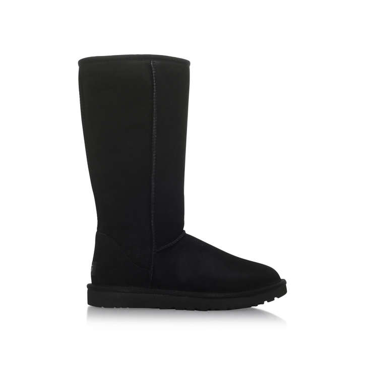 ugg women's classic tall rubber boot suede in black
