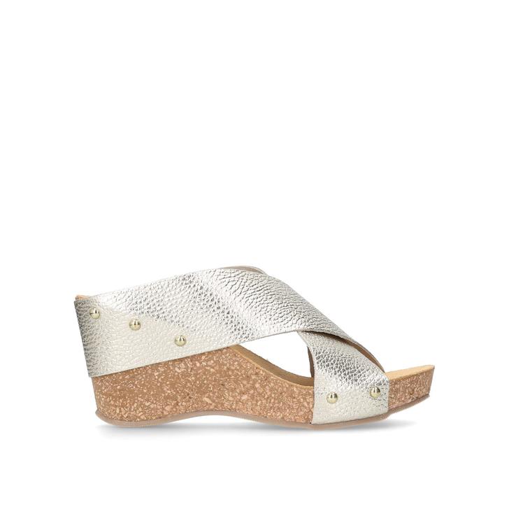SOOTY Gold Mid Heel Wedge Sandals by 