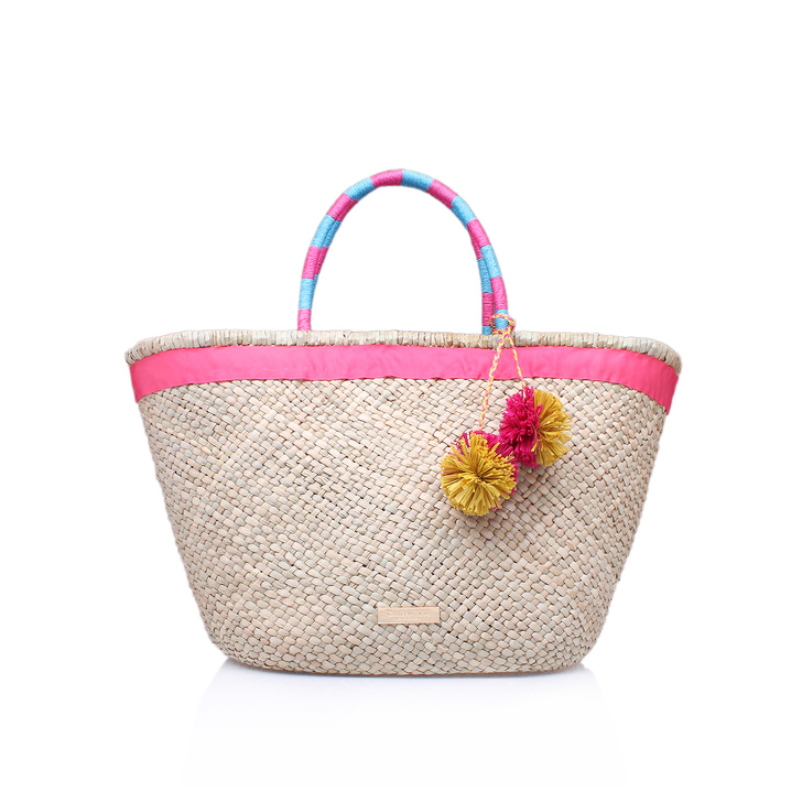 Penny Raffia Bag Pink Tote Bag By Carvela | Kurt Geiger