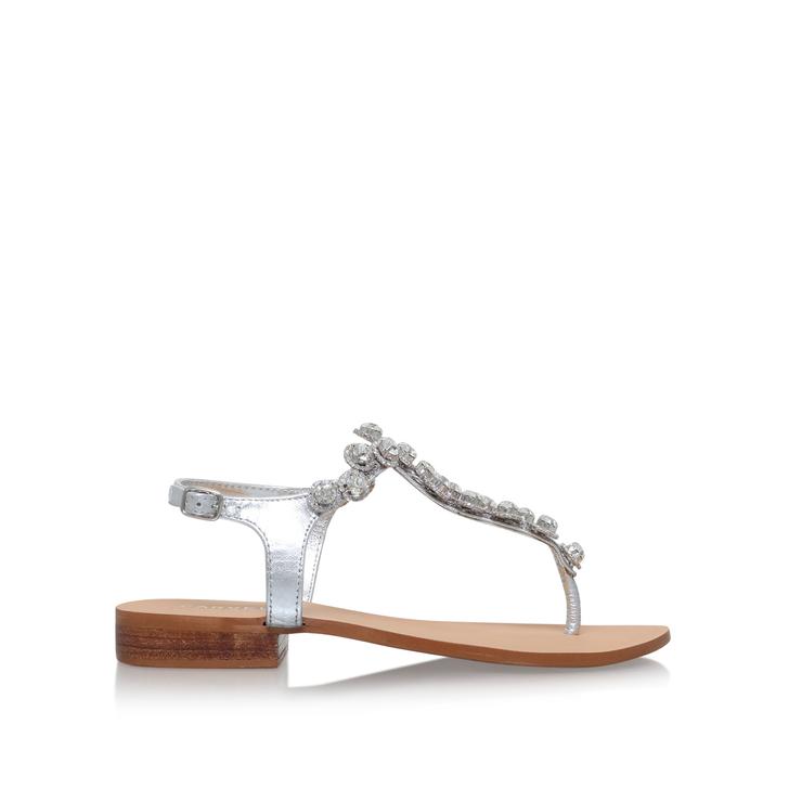 BEBE 2 Silver Flat Sandals by CARVELA 