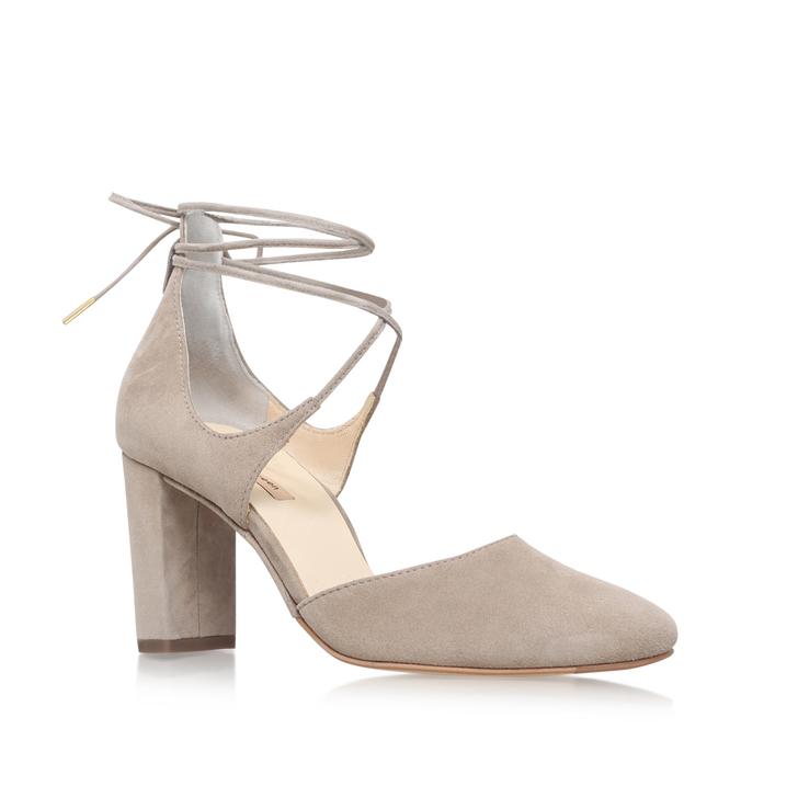 taupe mid heel court shoes