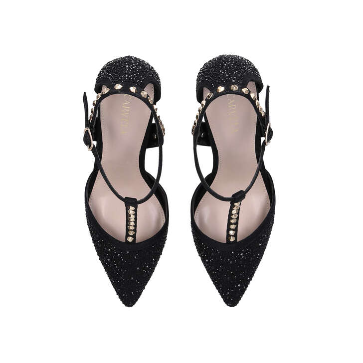 Kankan Jewel Black Studded Court Shoes 