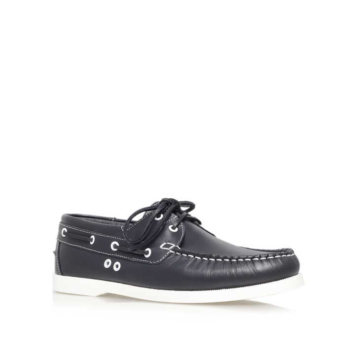 Sorrento Navy Flat Leather Boat Shoes 