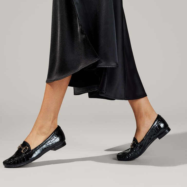 Cindy Black Loafer With Bar Detail. By 