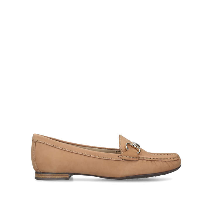 CINDY Tan Leather Flat Loafers by 