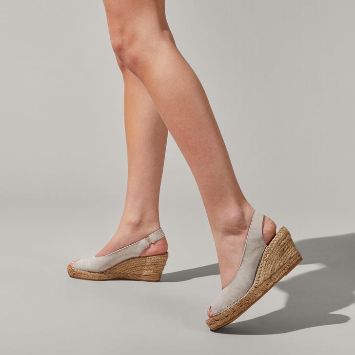 Sharon Taupe Suede Espadrille Wedge 