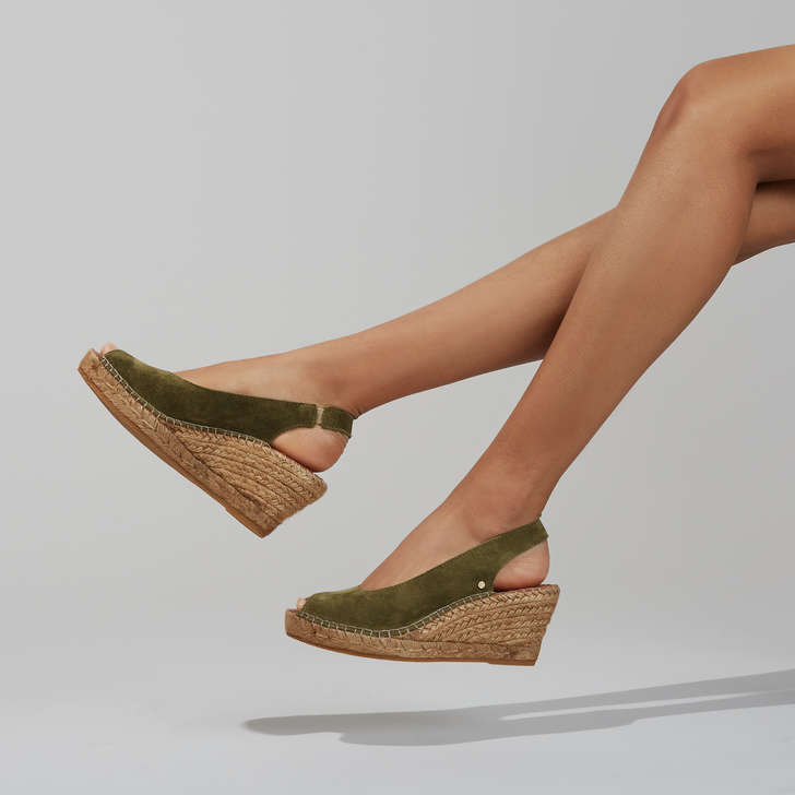 Sharon Khaki Espadrille Wedge Sandals 
