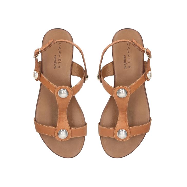 Saz Tan Flat Sandals By Carvela Comfort 
