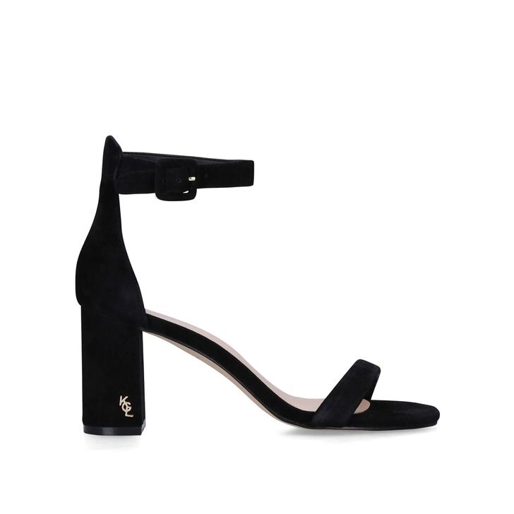 LANGLEY Black Suede Heel Sandals by 