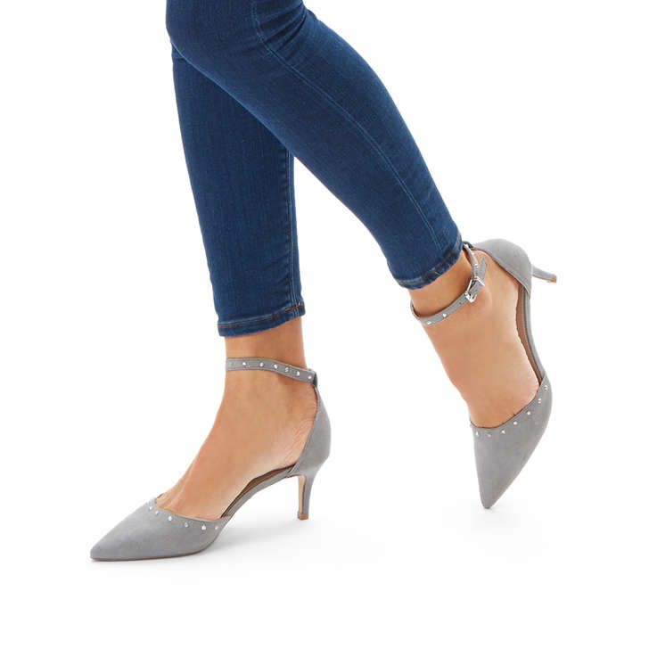 Kanter Grey Pointed Toe Court Heels By 
