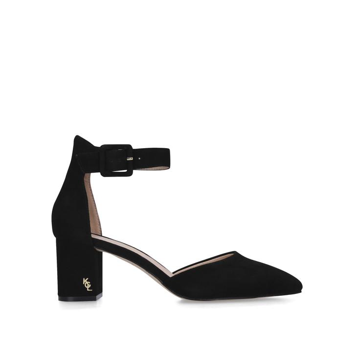 black suede ankle strap shoes