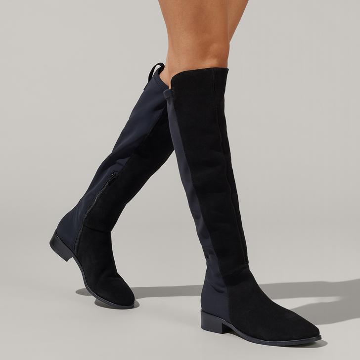 Vanessa Black Suede High Leg Boots By 