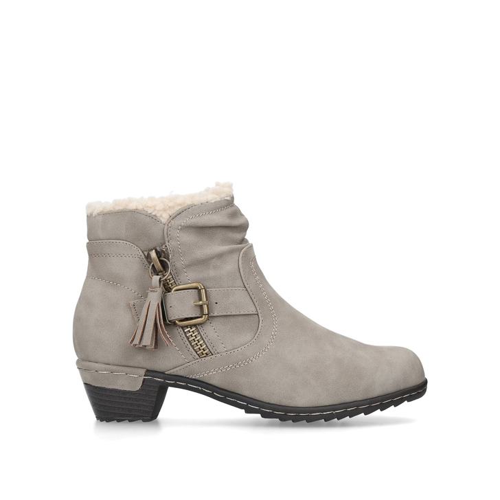 TREAT Taupe Cuban Heel Ankle Boots by 