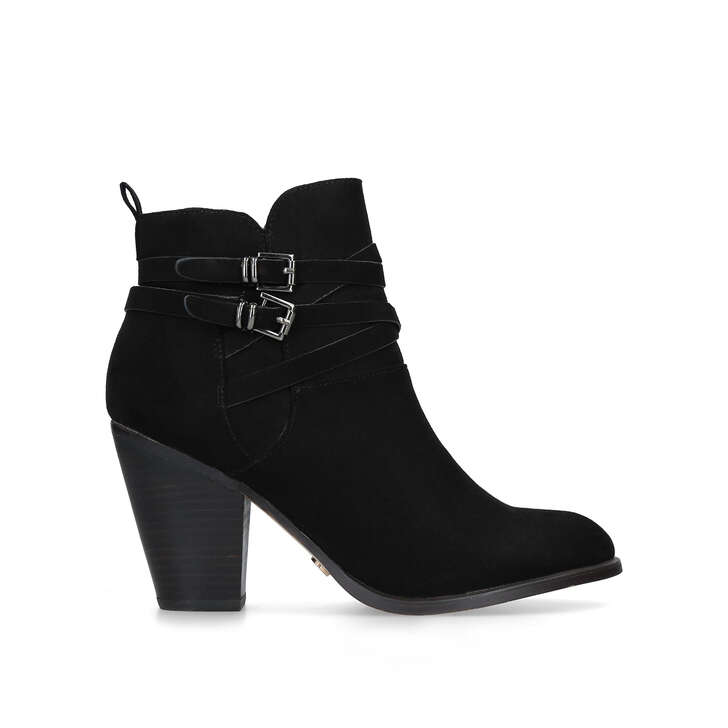 SPIKE2 Black Block Heel Ankle Boots by 