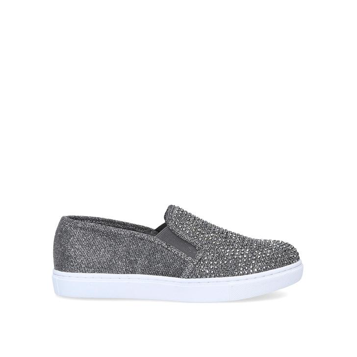 JAMM Pewter Studded Slip On Sneakers by 