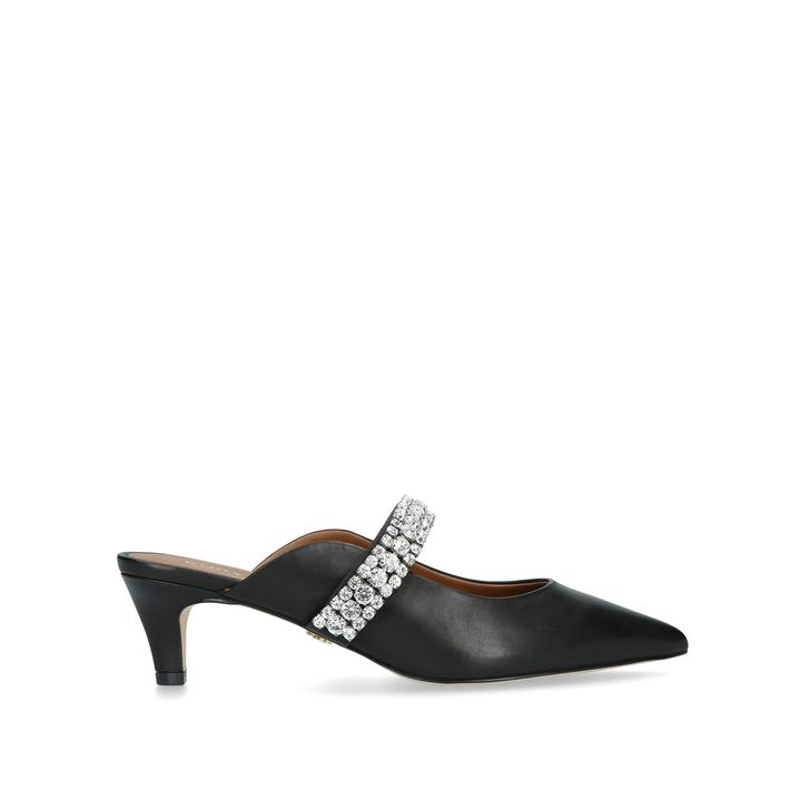 Dutchess Black Embellished Kitten Heel 