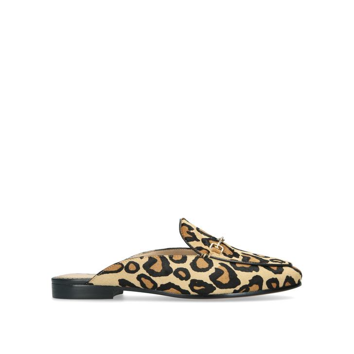 leopard print backless loafers
